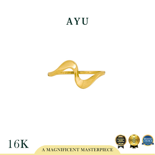 AYU Cincin Emas - Swaying Slow Wave Ring 16k Yellow Gold