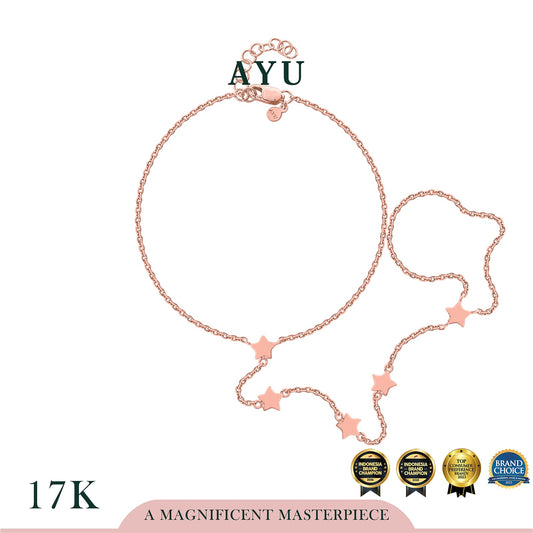 AYU Gelang Emas - Gold Starry Starry Hand Chain Bracelet 17k Rose Gold