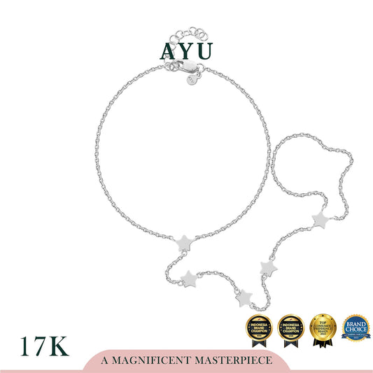 AYU Gelang Emas - Gold Starry Starry Hand Chain Bracelet 17k White Gold