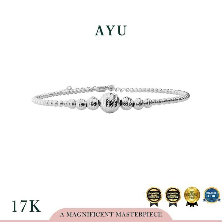 AYU Gelang Emas - Graduating Bling Pepper 3/4 Bangle 17k White Gold