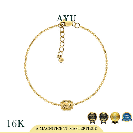 AYU Gelang Emas - Gold Bling Wheel Chain Bracelet #3 16k Yellow Gold