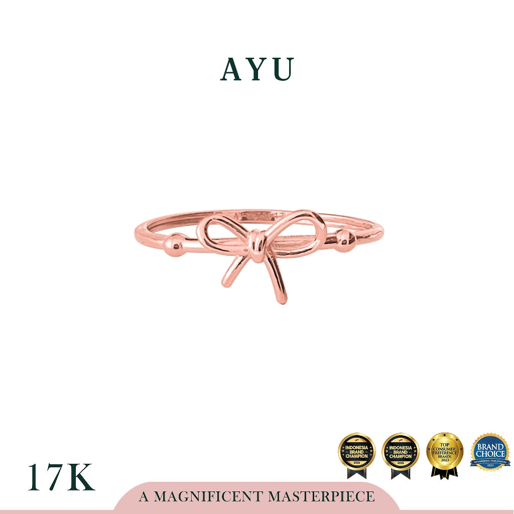 AYU Cincin Emas - Gold Coquette Ribbon Ring 17k Rose Gold