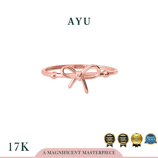 AYU Cincin Emas - Gold Coquette Ribbon Ring 17k Rose Gold