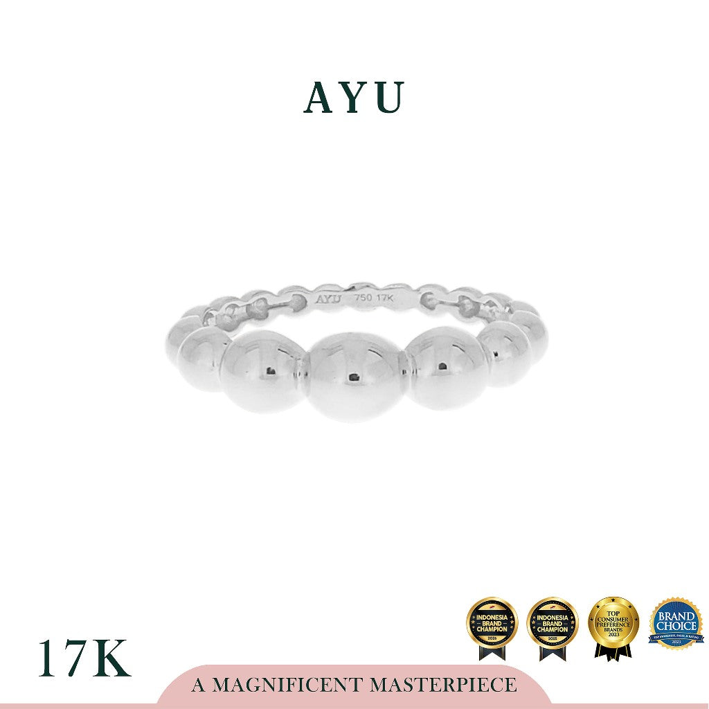 AYU Cincin Emas - Gold Gradating Pepper Beads Ring 17K White Gold