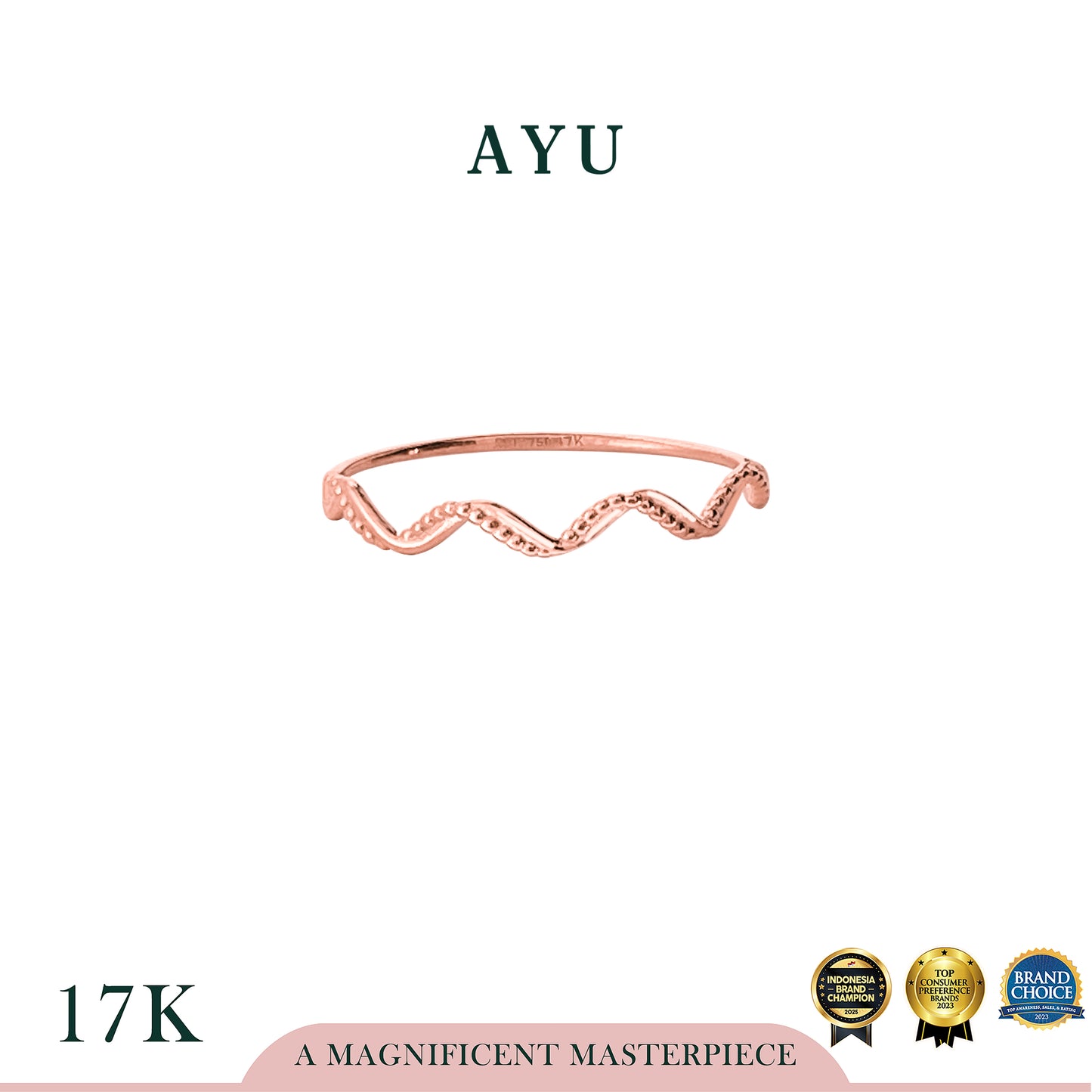 AYU Cincin Emas - Gold Wave Filligri Ring 17k Rose Gold