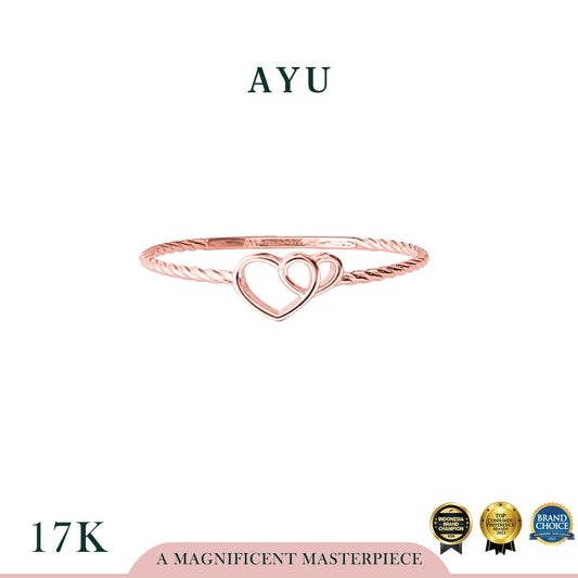 AYU Cincin Emas - Heart To Heart Twist Ring 17k Rose Gold