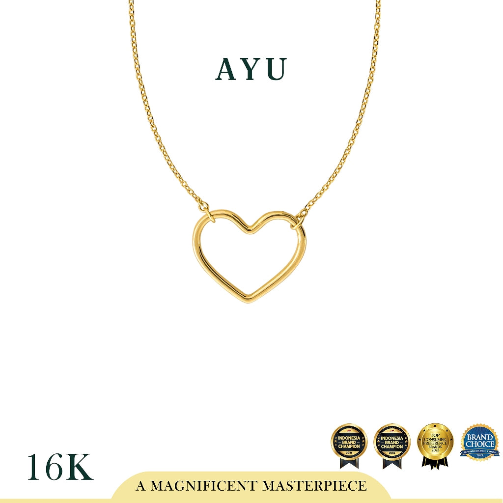 AYU Kalung Emas - Biggie Open Heart Chain Necklace 16k Yellow Gold