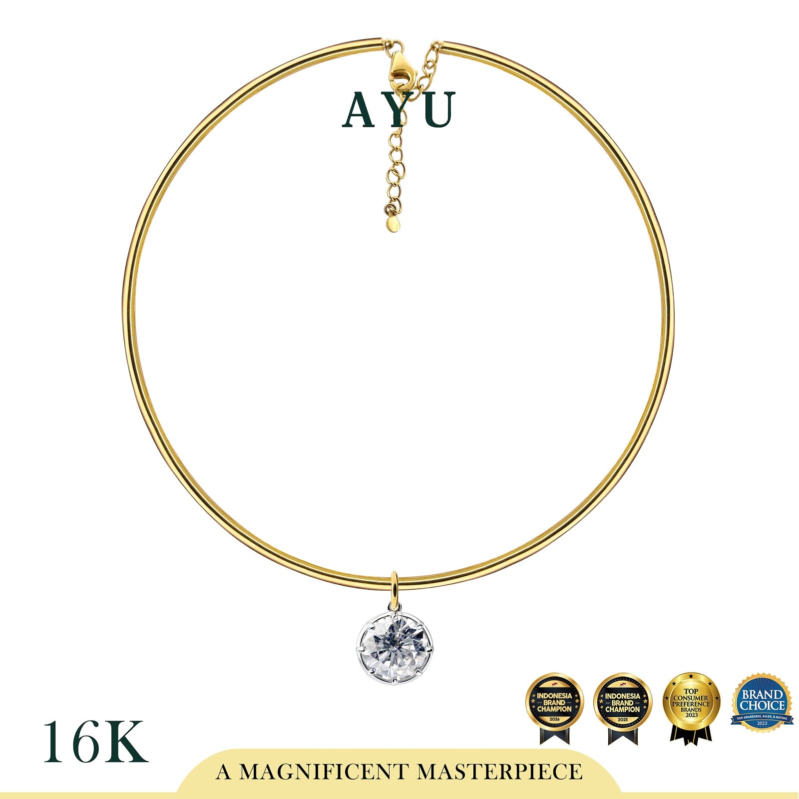 AYU Kalung Emas - Choker With Georgian Round 16k Yellow Gold