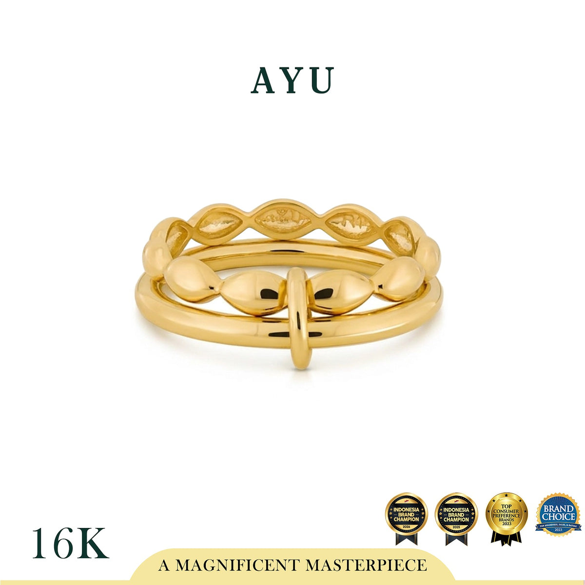 AYU Cincin Emas - Link 2 U Pukis 16k Yellow Gold