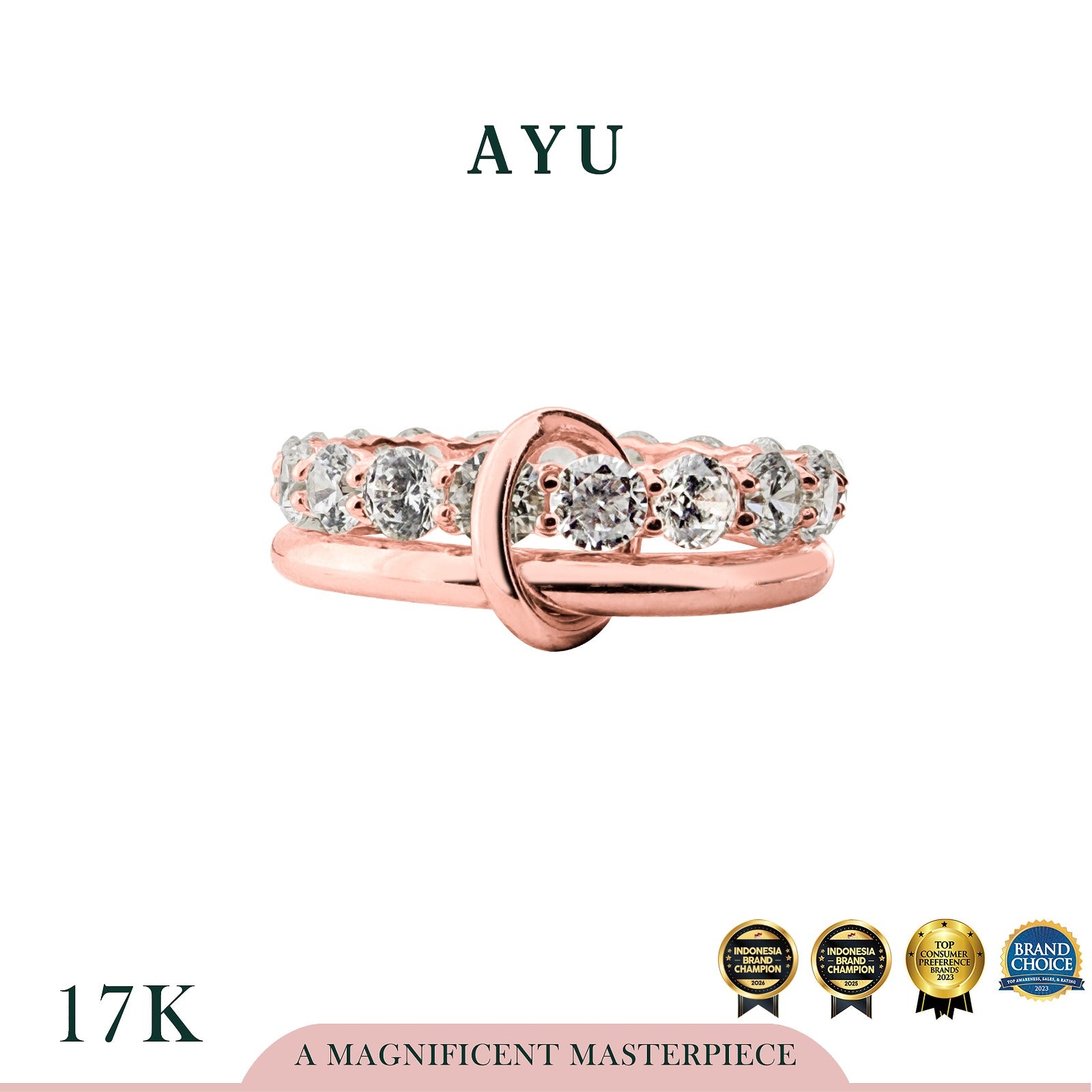 AYU Cincin Emas - Link 2 U Round Eternity Ring 17k Rose Gold