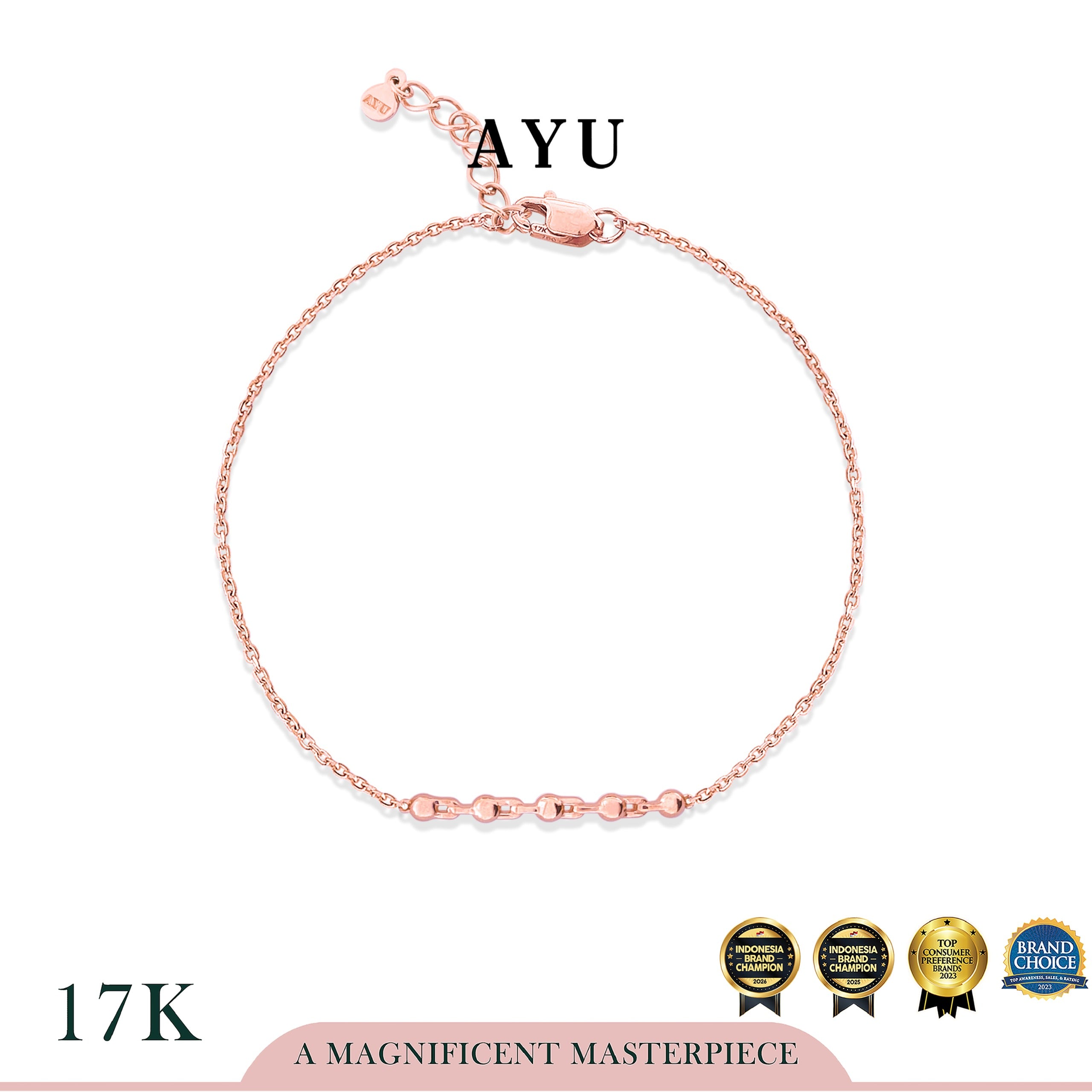 AYU Gelang Emas - Link In Pepper Bracelet 17k Rose Gold
