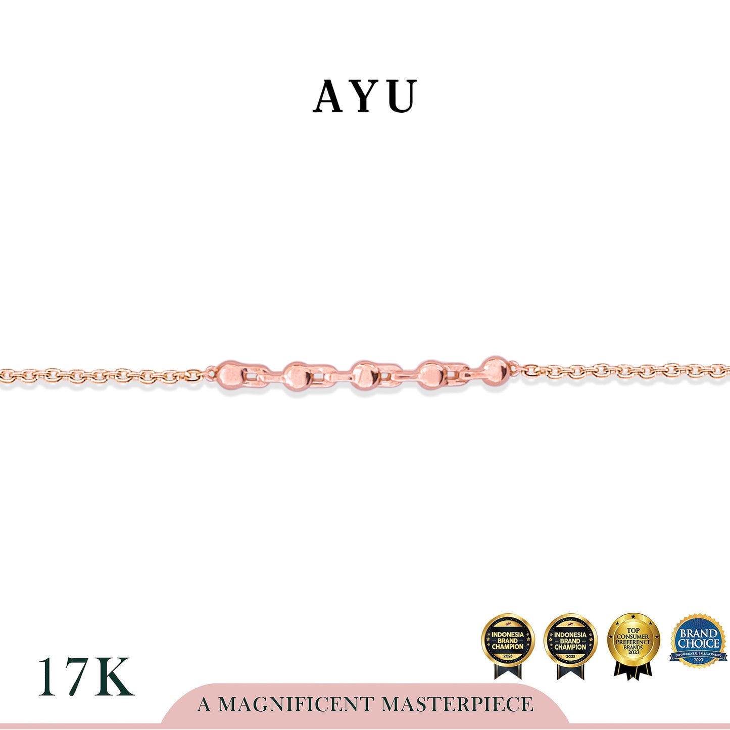 AYU Gelang Emas - Link In Pepper Bracelet 17k Rose Gold