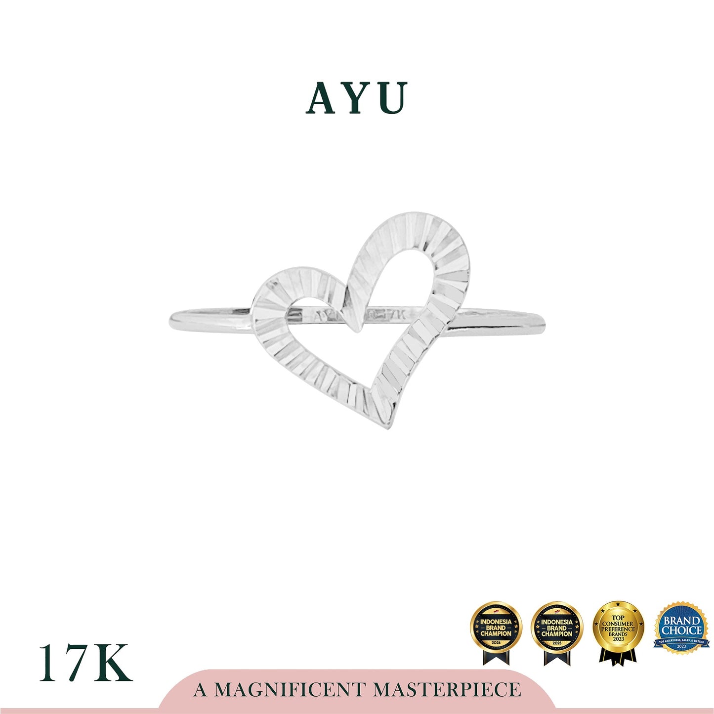 AYU Cincin Emas - Love Spark Ring 17k White Gold