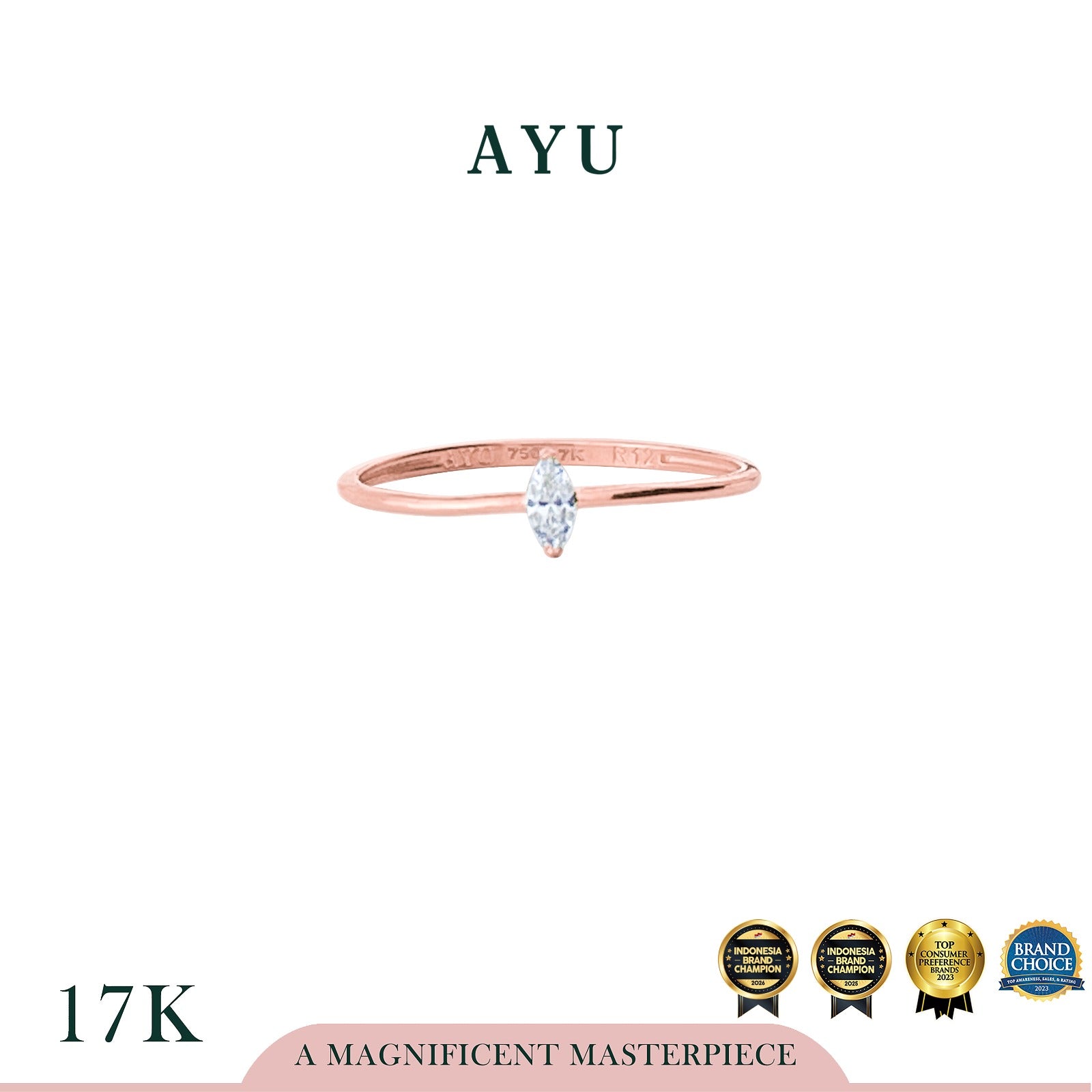 AYU Cincin Emas - Marquini Ring 17k Rose Gold