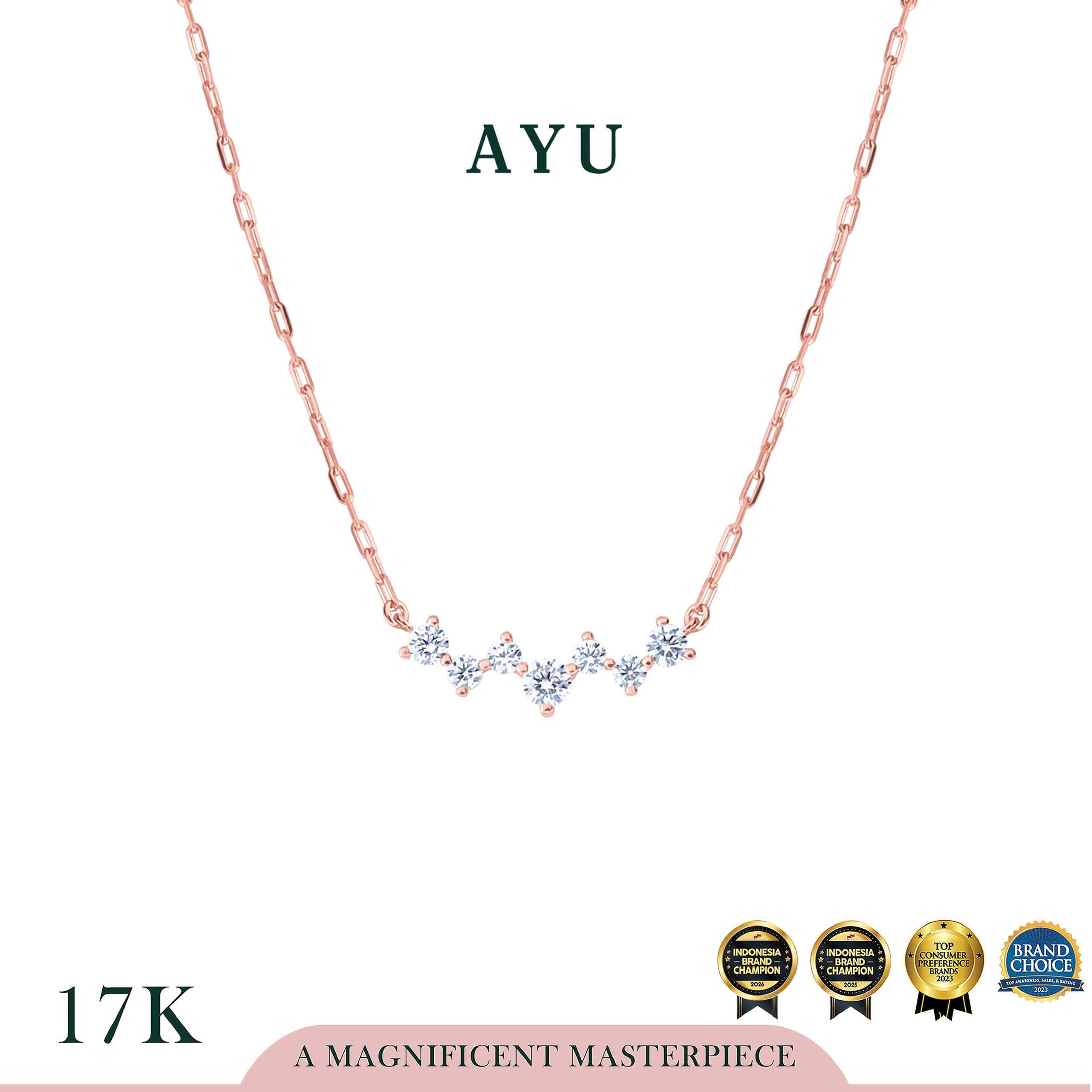 AYU Kalung Emas - Milky Way Chain Necklace 17k Rose Gold