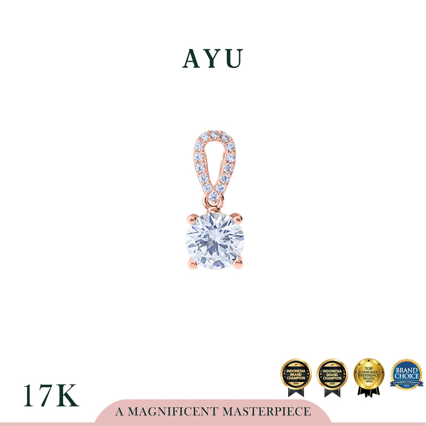 AYU Liontin Emas - Mini 4 Prong Solitaire Pendant Sf 1 17k Rose Gold