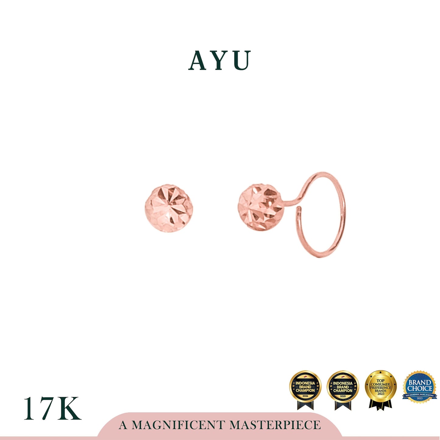 AYU Mini Bling Dome Round Loop 17k Rose Gold