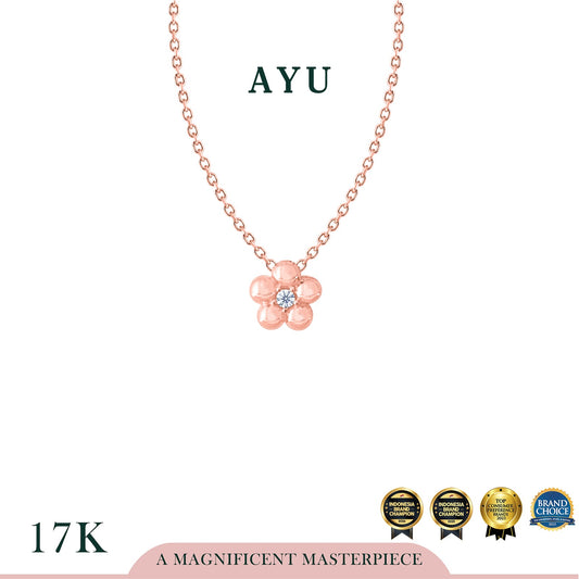 AYU Kalung Emas - Mochi Flower Chain Necklace 17k Rose Gold