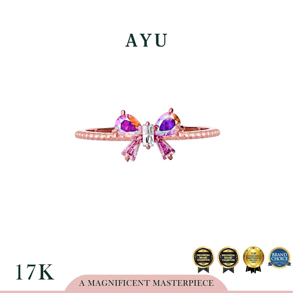 AYU Cincin Emas - Magical Shimmering Ribbon Pepper Beads Ring 17k Rose Gold