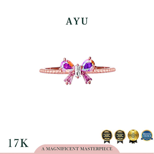 AYU Cincin Emas - Magical Shimmering Ribbon Pepper Beads Ring 17k Rose Gold