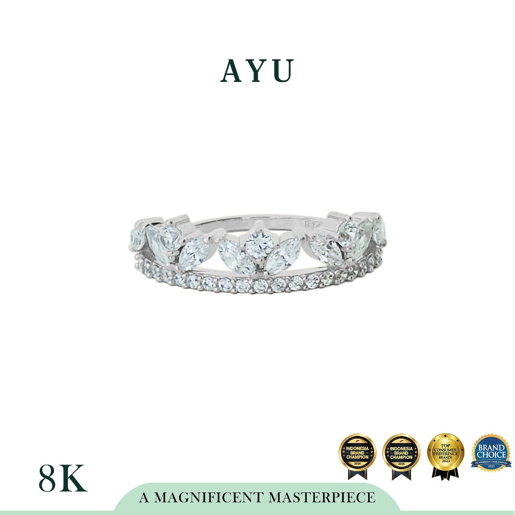 AYU Cincin Emas - Marquis Angel Vine With Original Stack 8K White Gold