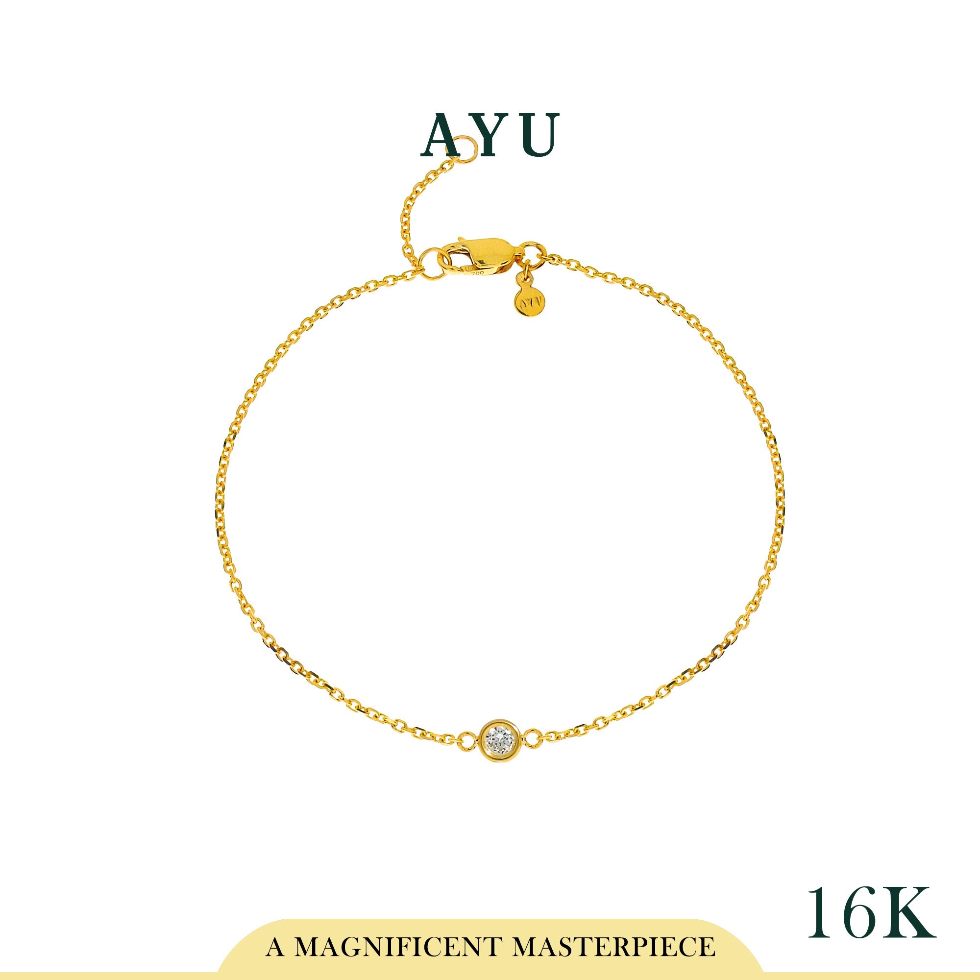 AYU Gelang Emas - Mini Bezel Chain Bracelet 16K Yellow Gold