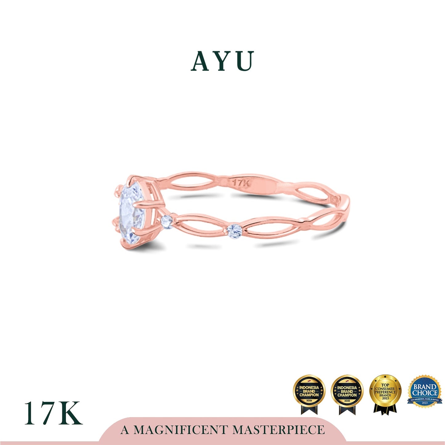 AYU Cincin Emas - Oval In Twilight Solitaire 17k Rose Gold