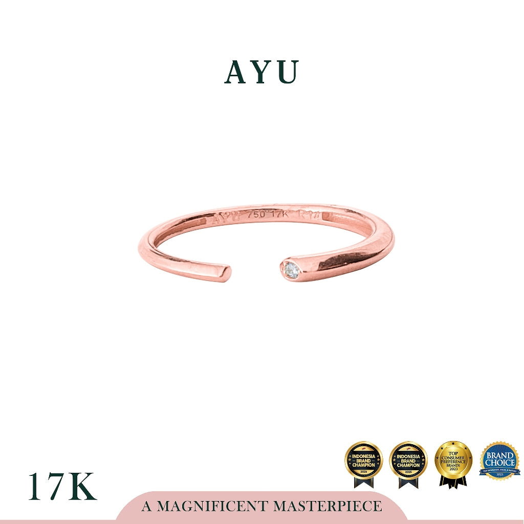 AYU Cincin Emas - Open Ring With Slanted Edge 17k Rose Gold