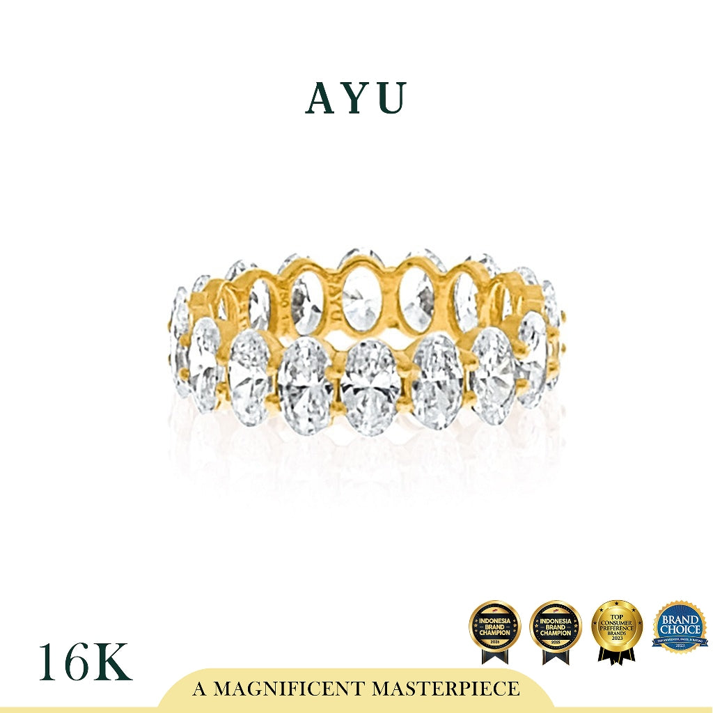 AYU Cincin Emas - Oval Eternity Ring 16K Yellow Gold