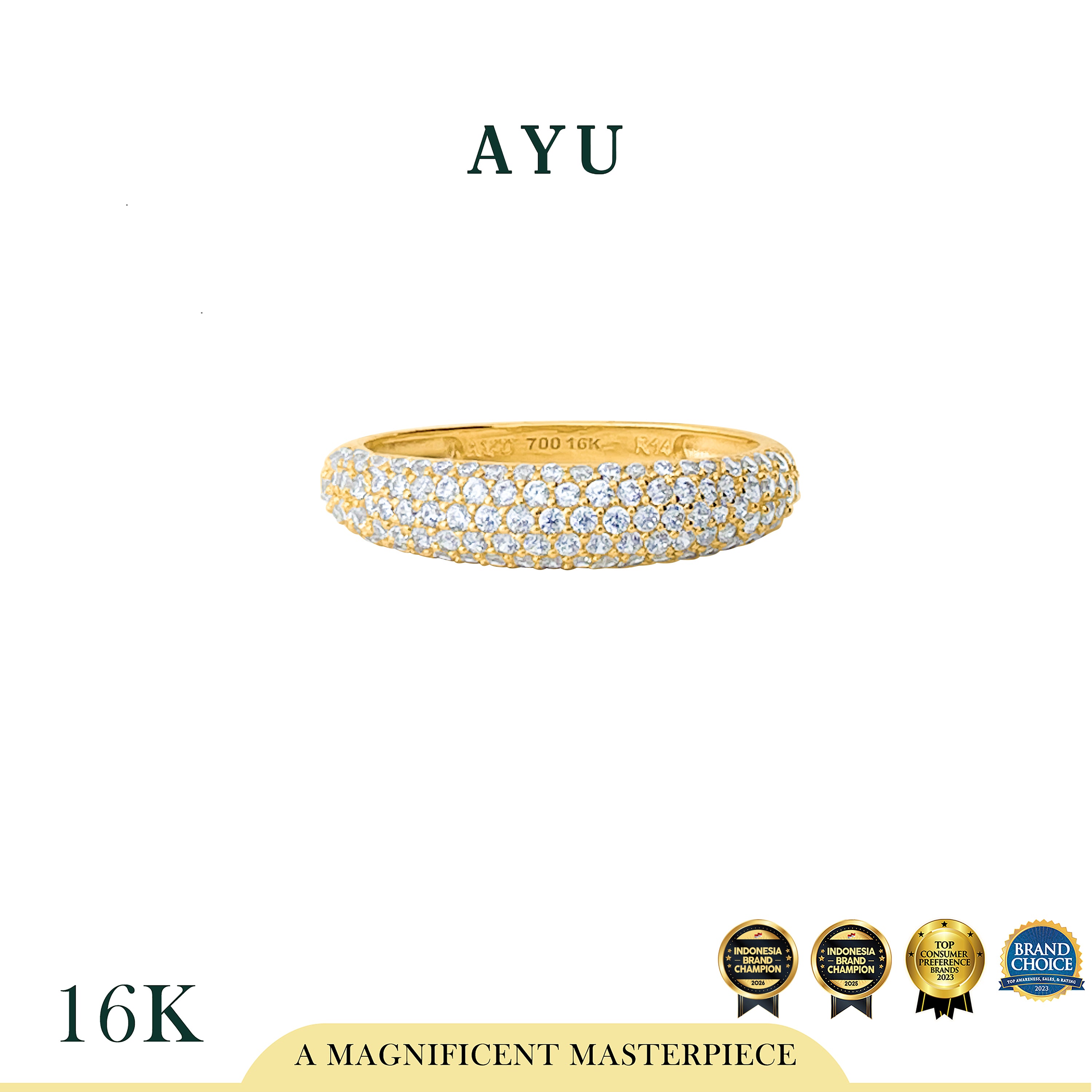AYU Cincin Emas - Pave Globe Ring 16k Yellow Gold