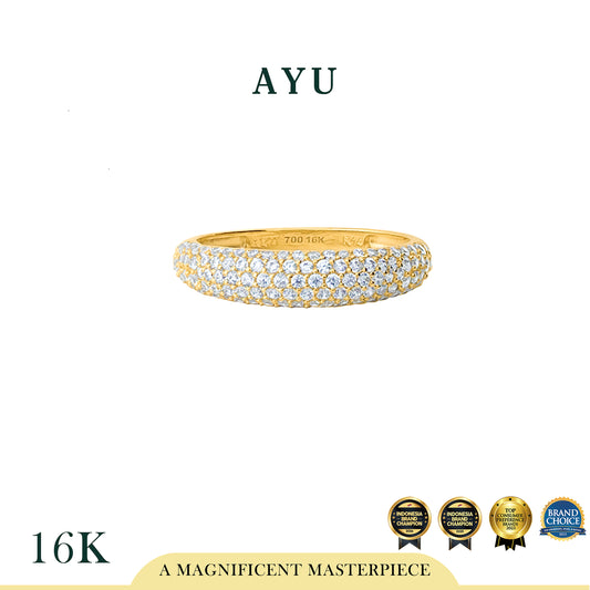 AYU Cincin Emas - Pave Globe Ring 16k Yellow Gold