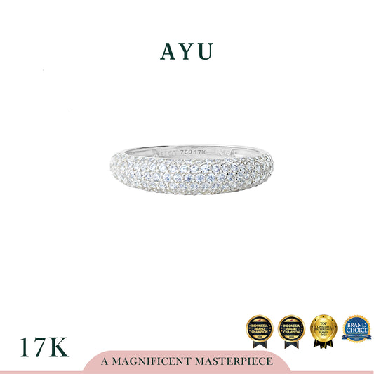 AYU Cincin Emas - Pave Globe Ring 17k White Gold