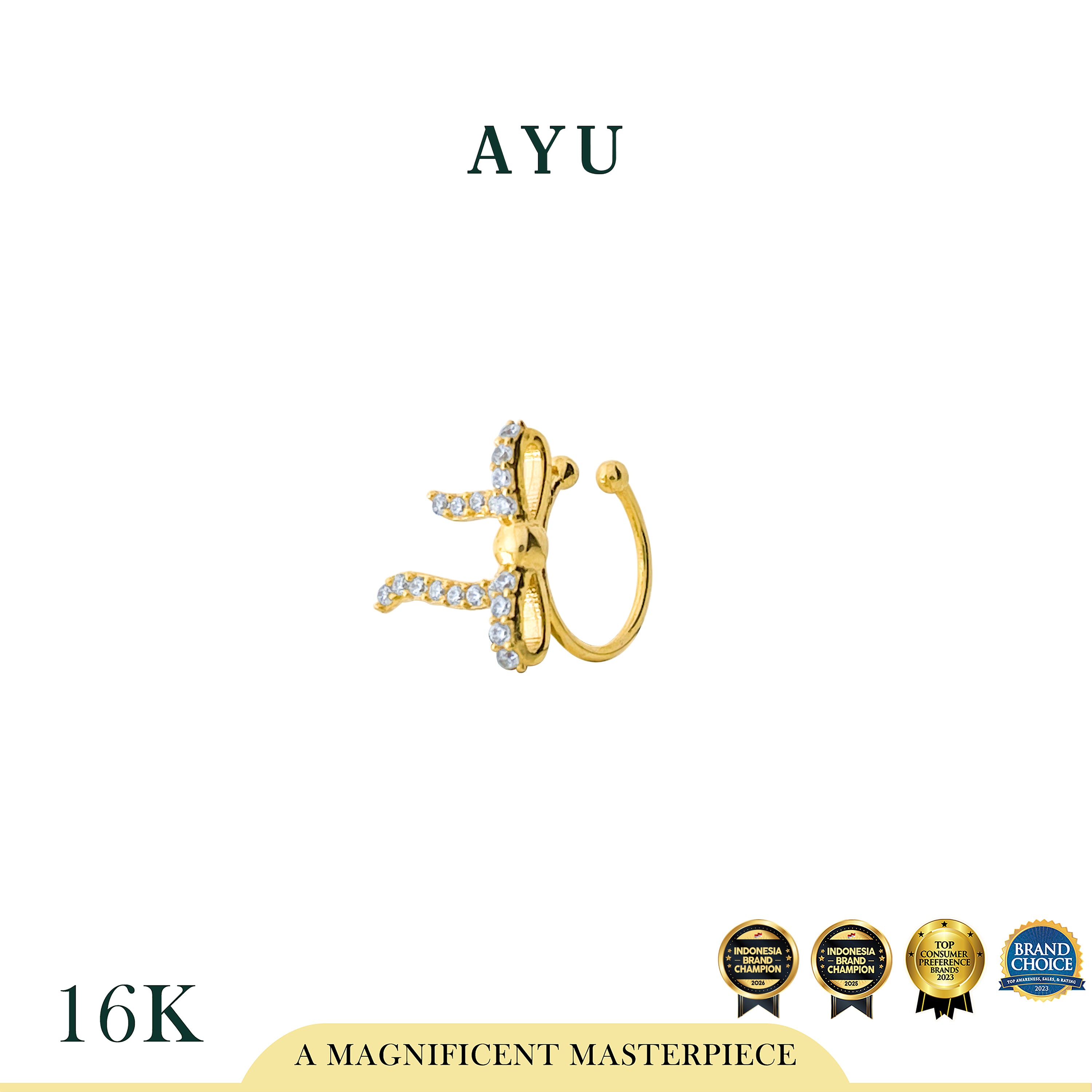 AYU Anting Emas - Pave Ribbon Earcuff 16k Yellow Gold