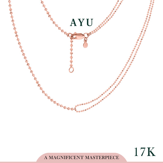 AYU Kalung Emas - Pepper Beads Party Chain Necklace 17K Rose Gold