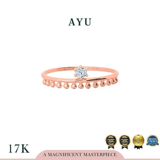 AYU Cincin Emas - Pepper Beads With Mini Solitaire 17k Rose Gold