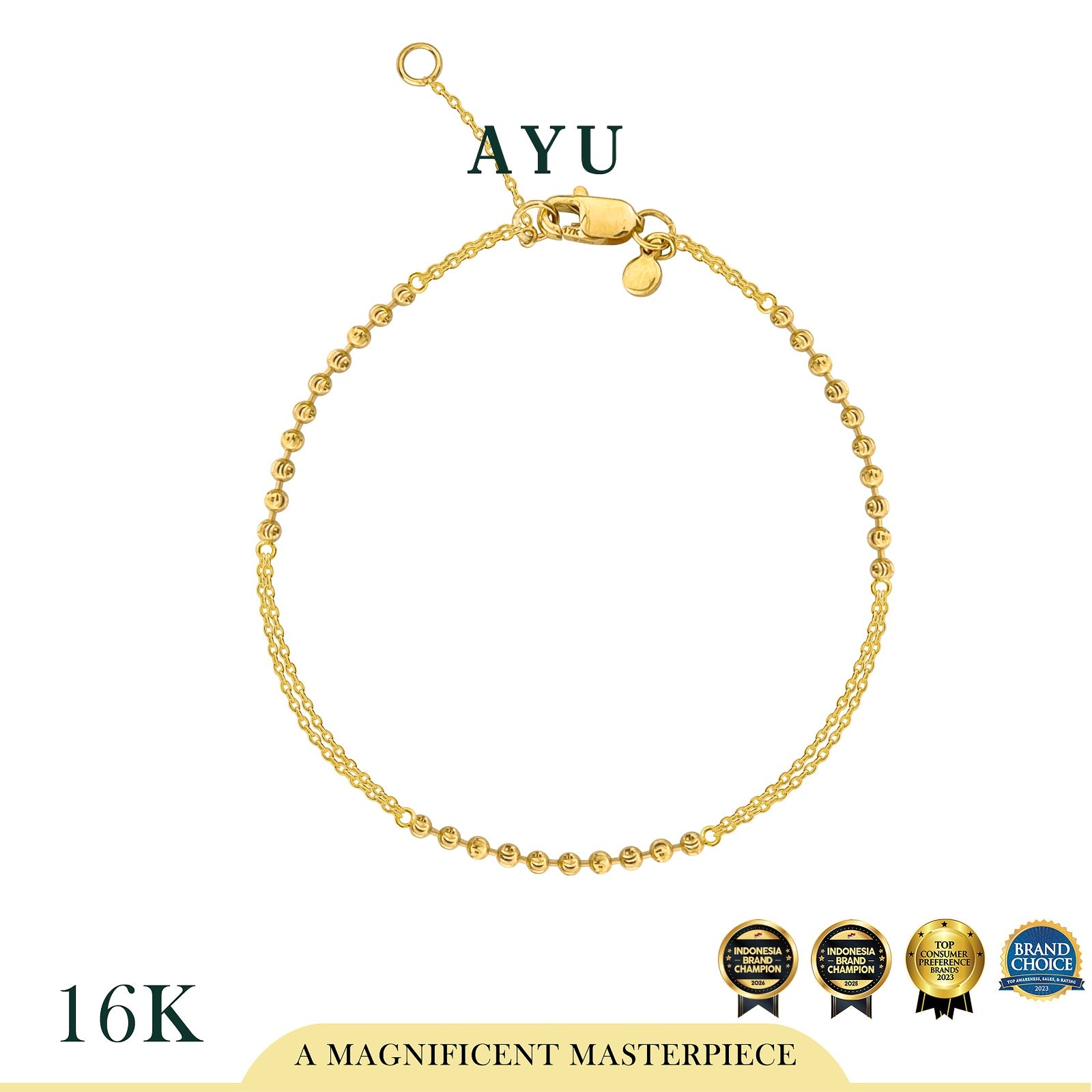 AYU Gelang Emas - Pepper Trixie Party Chain Bracelet 16k Yellow Gold