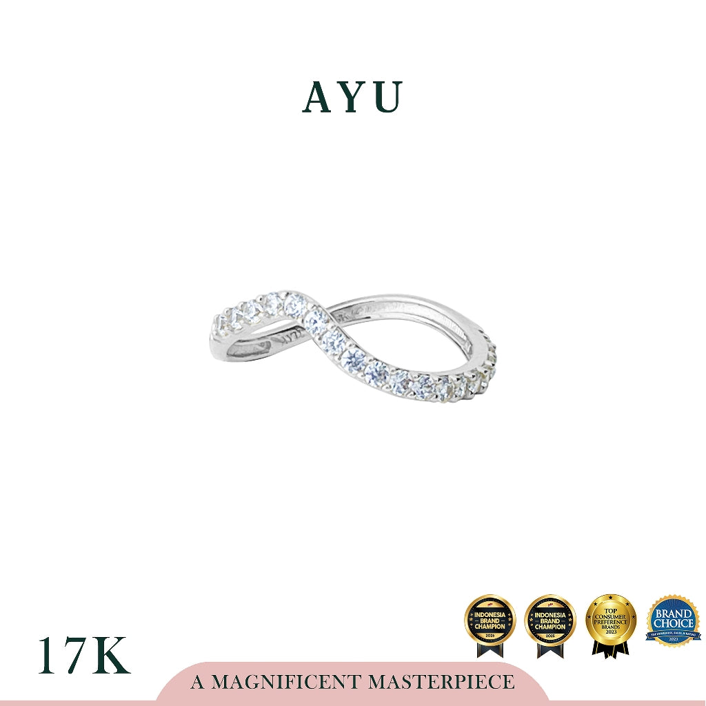 AYU Cincin Emas - Pave Flowy Ring 17k White Gold