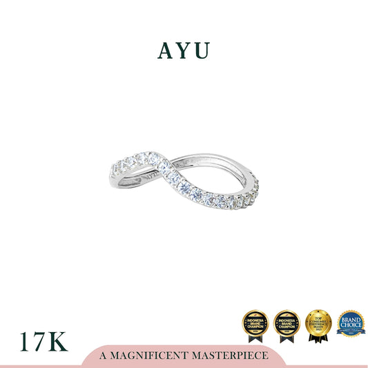 AYU Cincin Emas - Pave Flowy Ring 17k White Gold