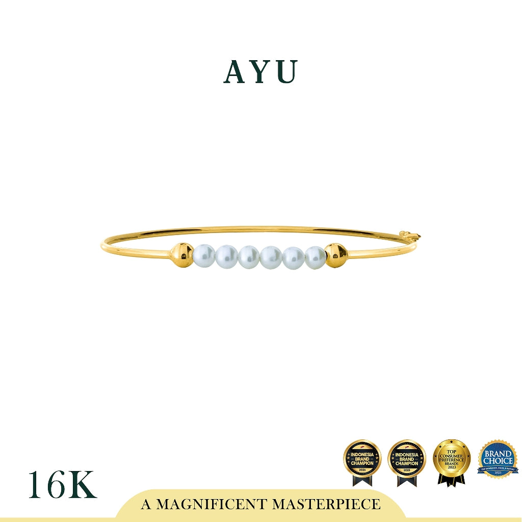 AYU Gelang Emas - Pearls On Benang Wire Bangle 16k Yellow Gold