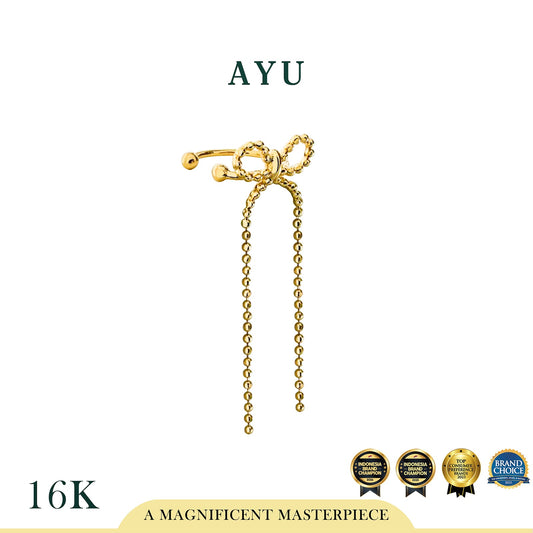AYU Anting Emas - Ribbon Pepper Beads Earcuff 16k Yellow Gold