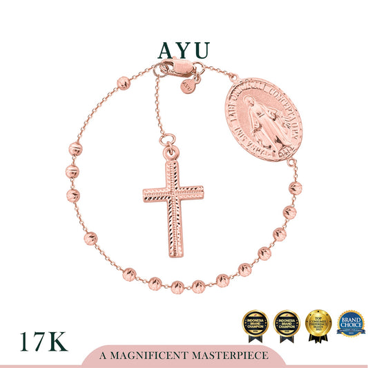 AYU Gelang Emas - Rosario Beads Bracelet 17k Rose Gold