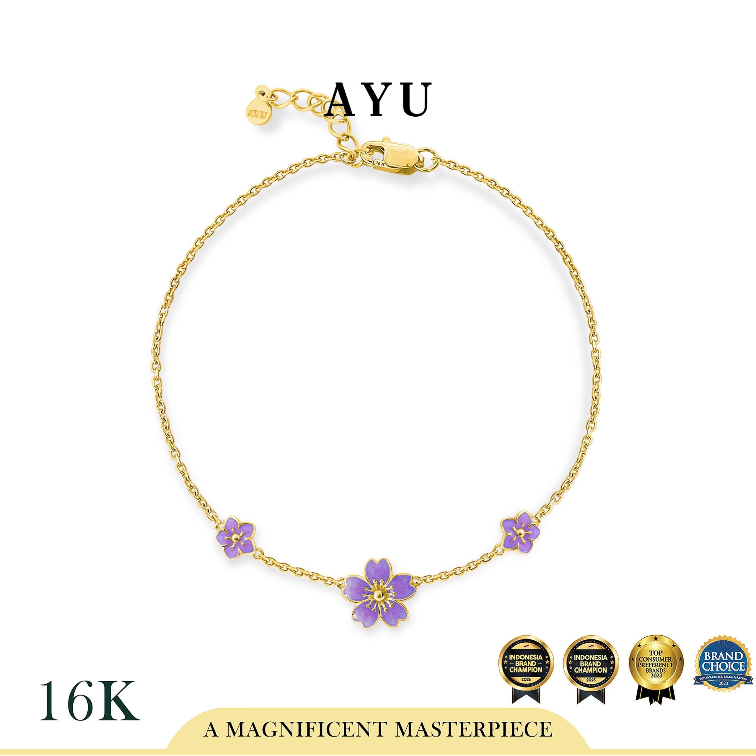 AYU Gelang Emas - Spring Sakura Bracelet 16k Yellow Gold