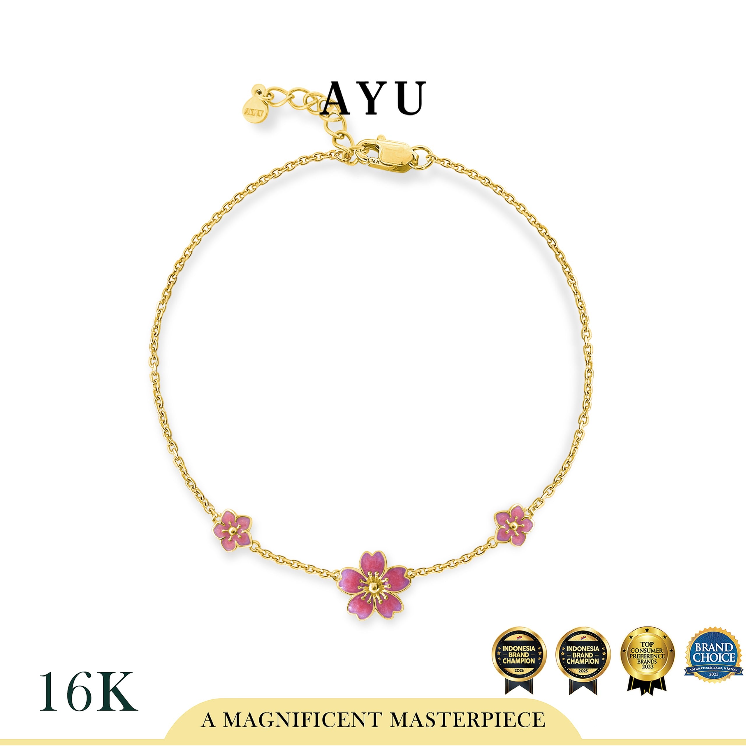 AYU Gelang Emas - Spring Sakura Bracelet 16k Yellow Gold