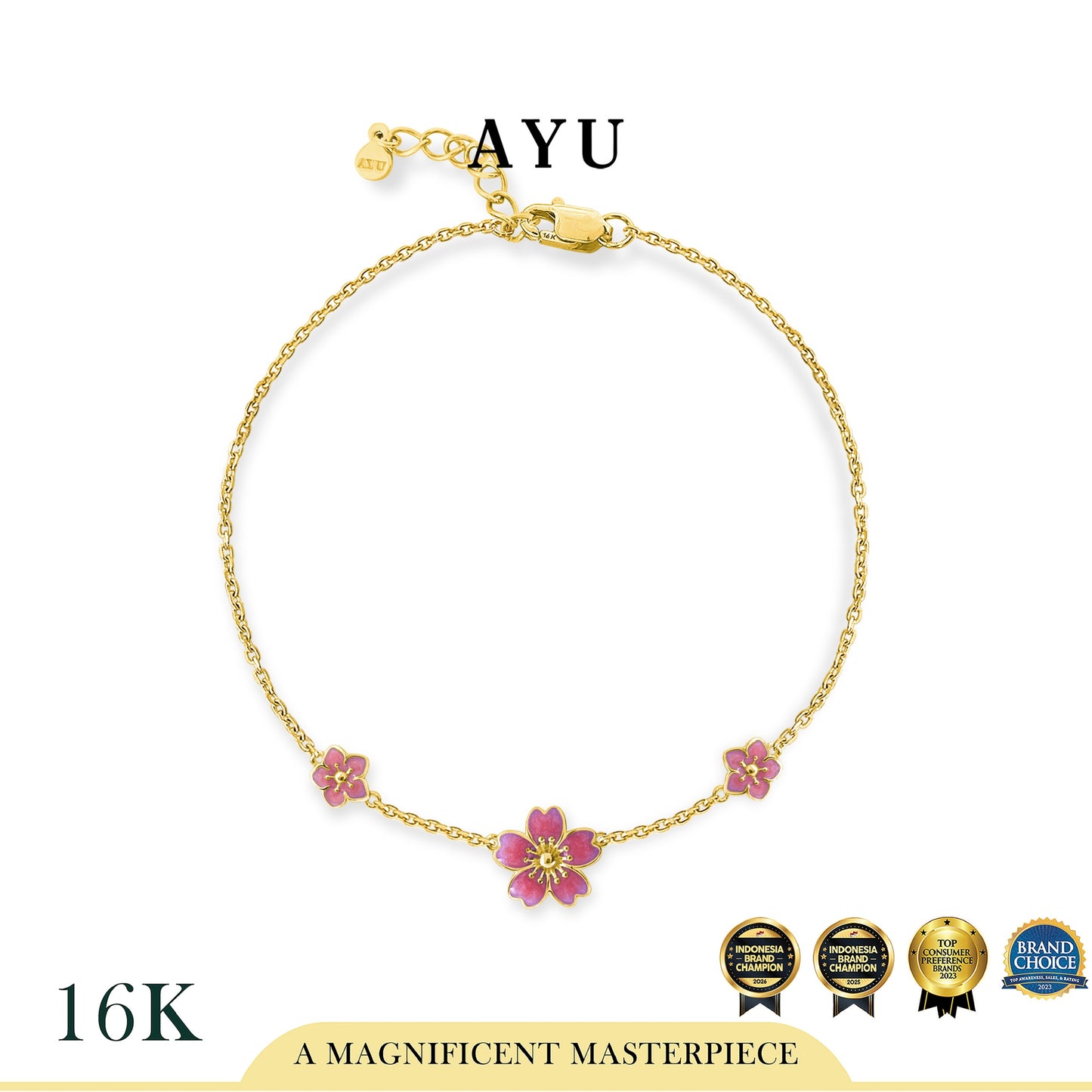 AYU Gelang Emas - Spring Sakura Bracelet 16k Yellow Gold