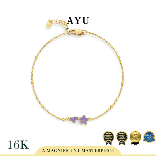 AYU Gelang Emas - Spring Sakura With Pearl Bracelet 16k Yellow Gold