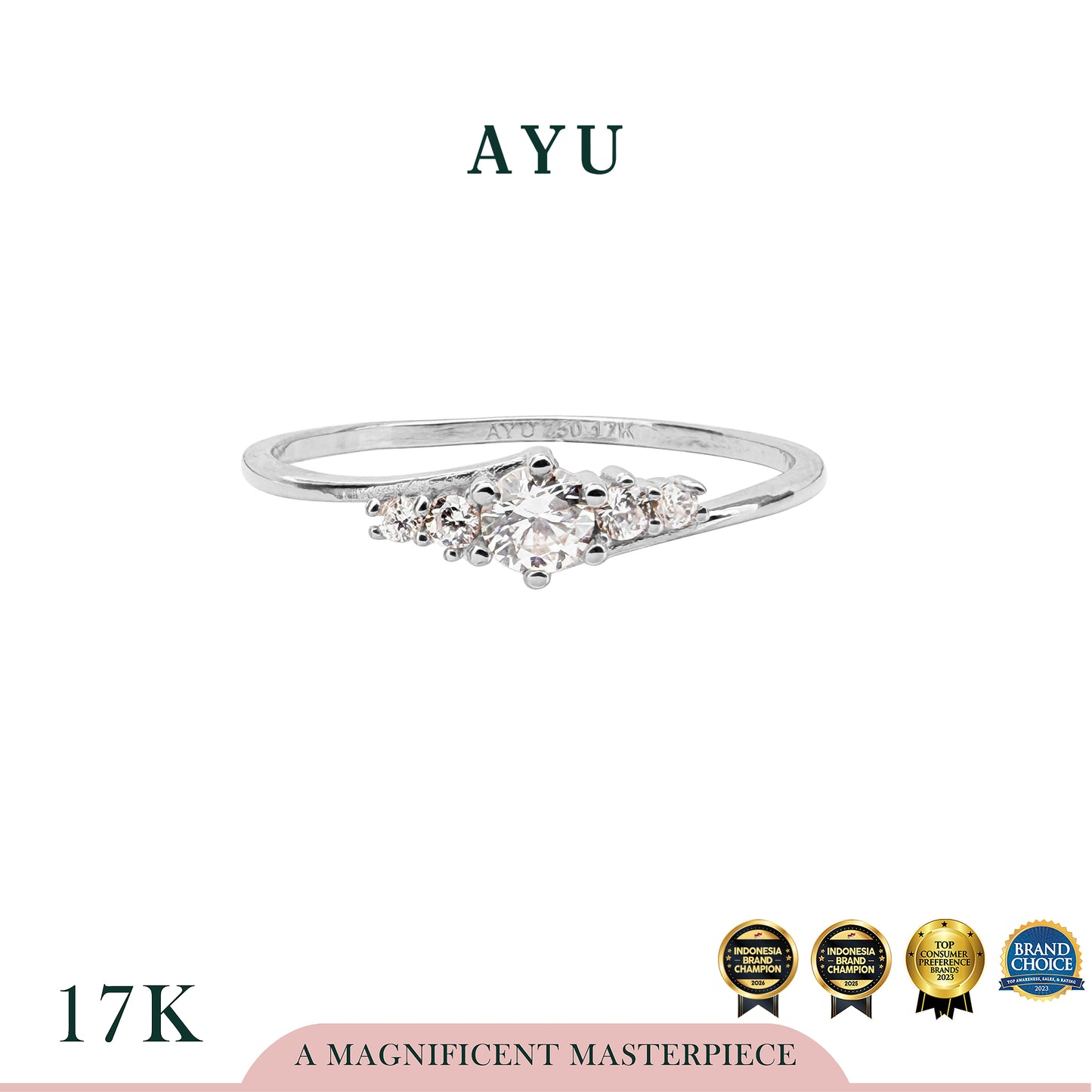 AYU Cincin Emas - Stardust Solitaire Ring 17k White Gold