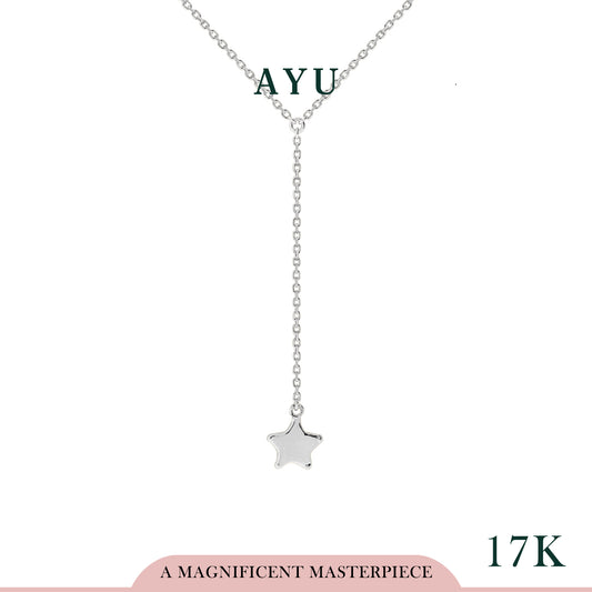 AYU Kalung Emas - Starry Night Lariat Chain Necklace 17k White Gold