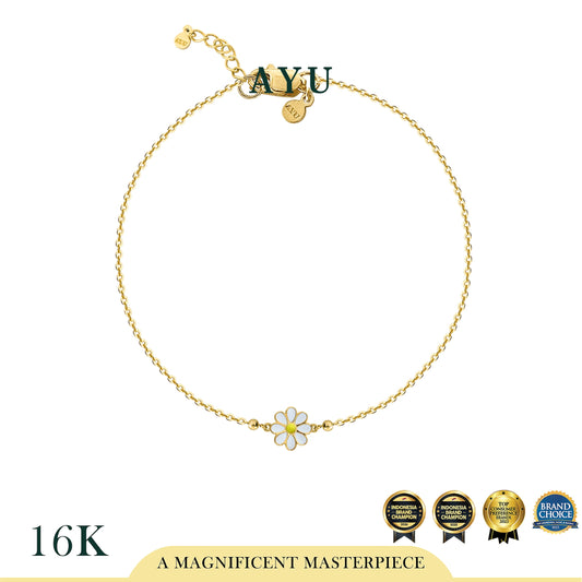 AYU Gelang Emas - Small Daisy Darling Boba Chain Bracelet 16k Yellow Gold