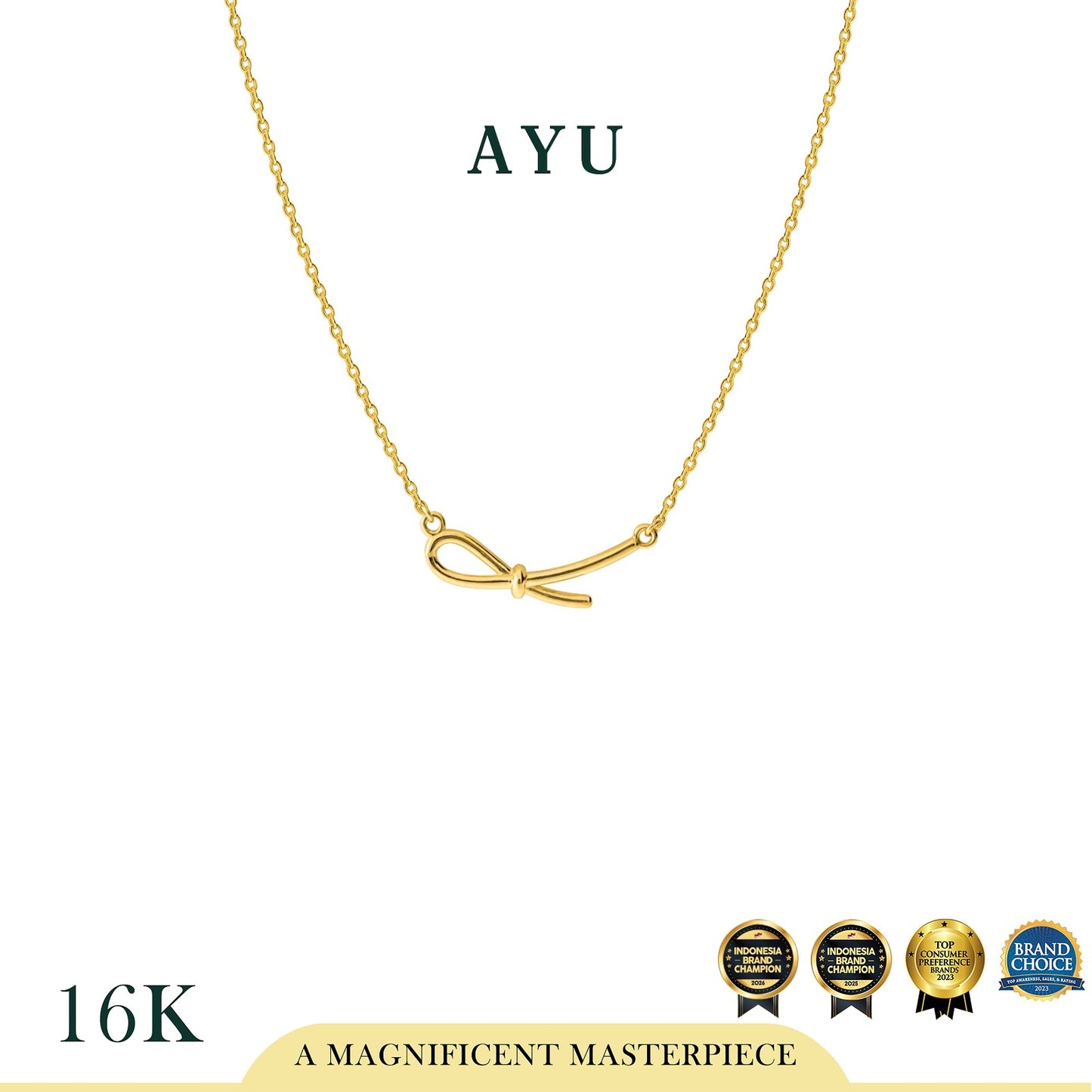 AYU Kalung Emas - Thin Ribbon Chain Necklace 16k Yellow Gold