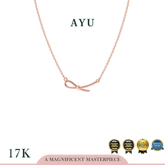 AYU Kalung Emas - Thin Ribbon Chain Necklace 17k Rose Gold